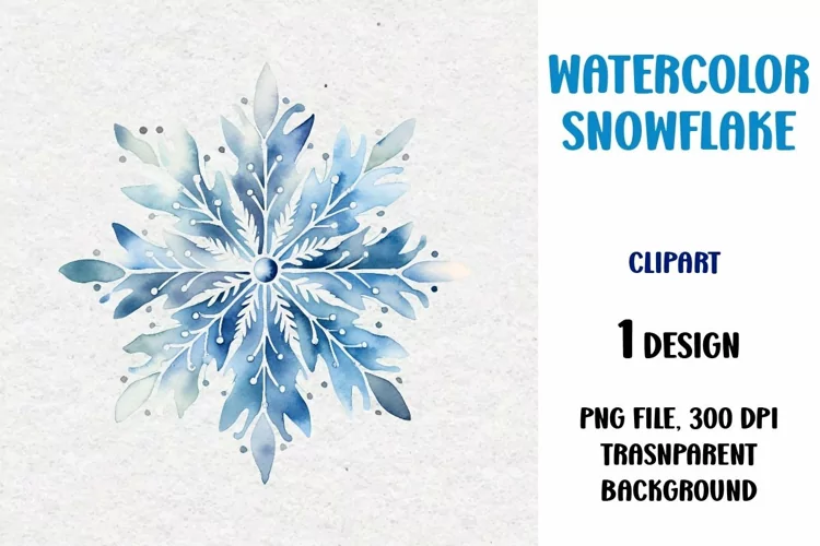 Watercolor Snowflake, Clipart, PNG