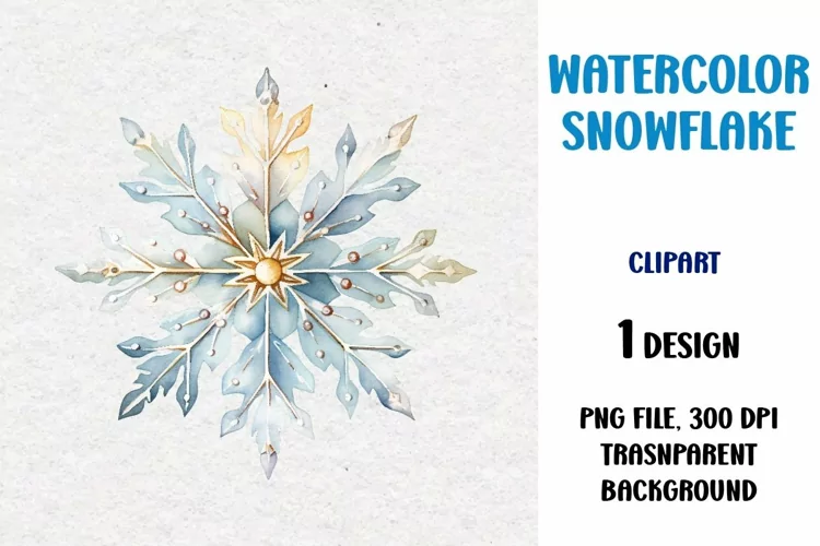 Watercolor Snowflake, Clipart, PNG