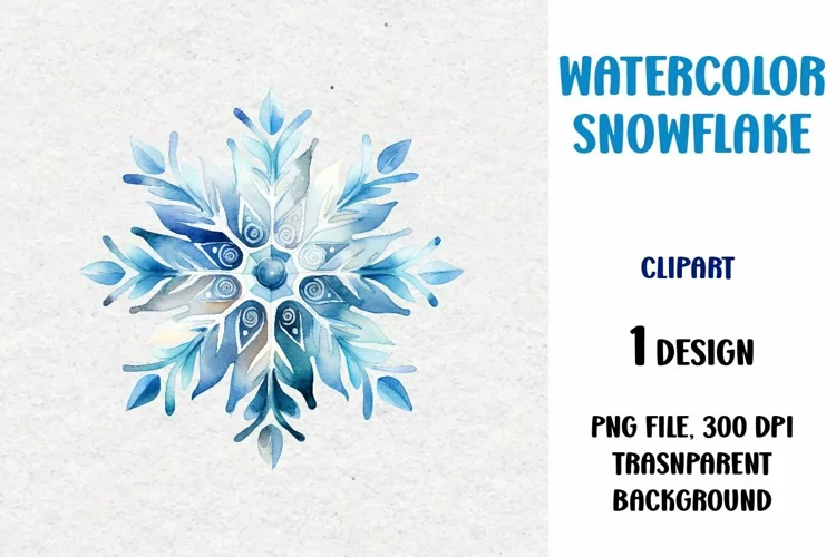Watercolor Snowflake, Clipart, PNG