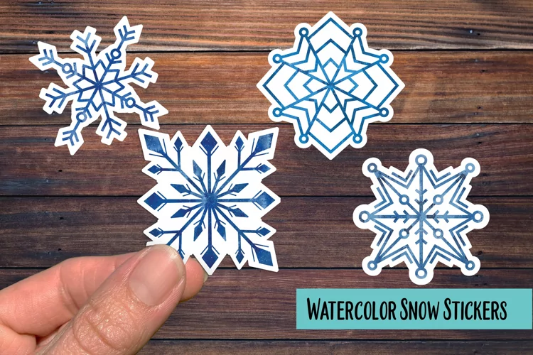 Watercolor Snowflake PNG Sticker Pack