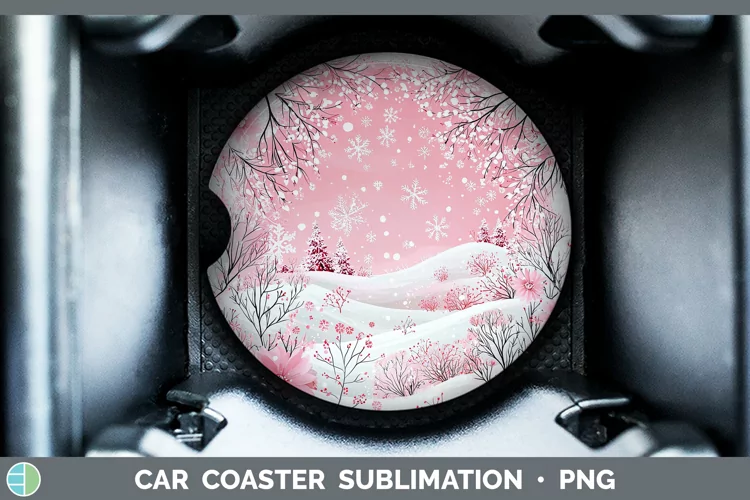 Watercolor Snowflakes Car Coaster Sublimation Designs