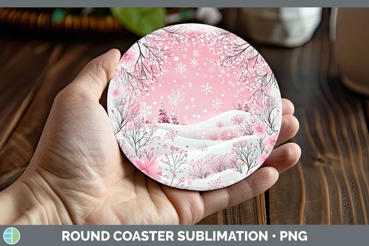 Watercolor Snowflakes Round Coaster Sublimation Coaster Desi