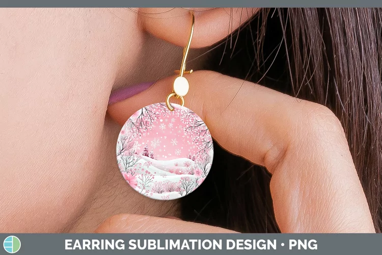 Watercolor Snowflakes Round Earrings Sublimation Earrings De