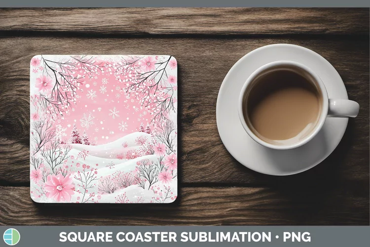 Watercolor Snowflakes Square Coaster Sublimation Coaster Des