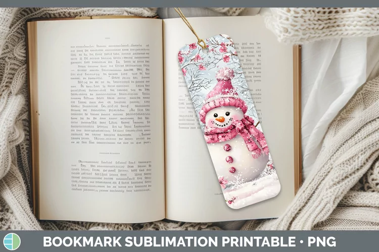 Watercolor Snowman Bookmark Sublimation Printable Designs