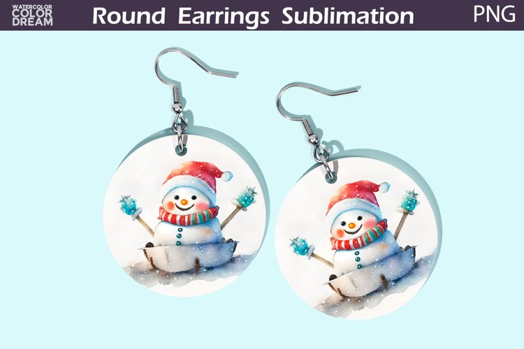 Christmas Snowman Round Earrings | Cute Snowman Earrings
