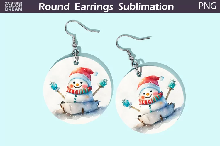 Christmas Snowman Round Earrings | Cute Snowman Earrings