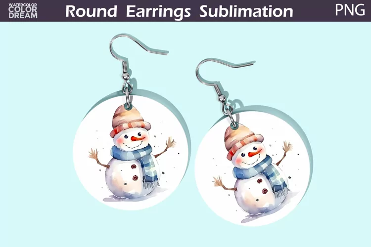 Christmas Snowman Round Earrings | Cute Snowman Earrings