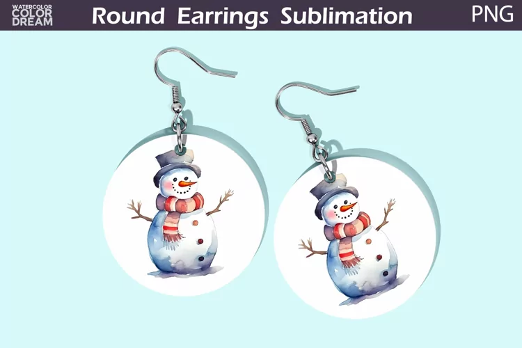 Christmas Snowman Round Earrings | Cute Snowman Earrings
