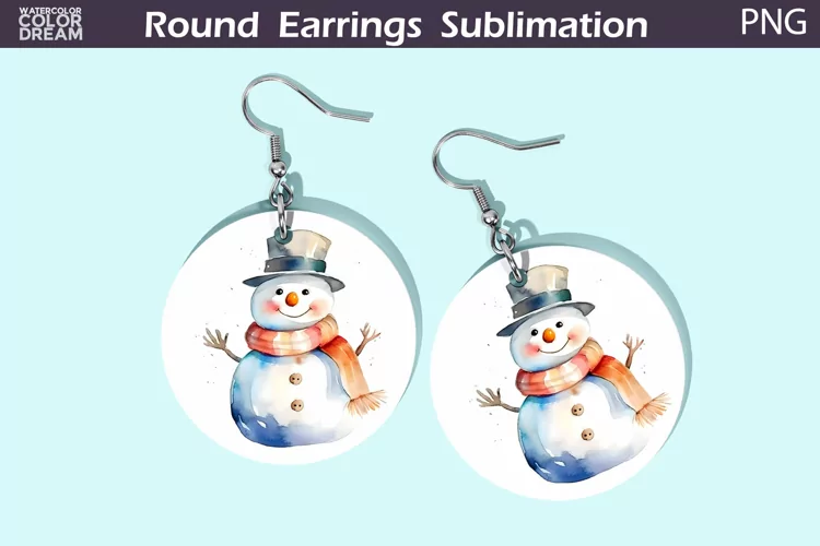 Christmas Snowman Round Earrings | Cute Snowman Earrings
