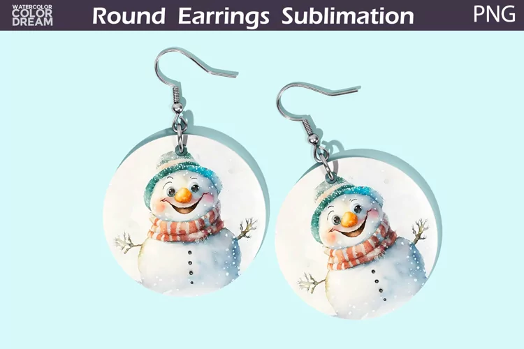 Christmas Snowman Round Earrings | Cute Snowman Earrings