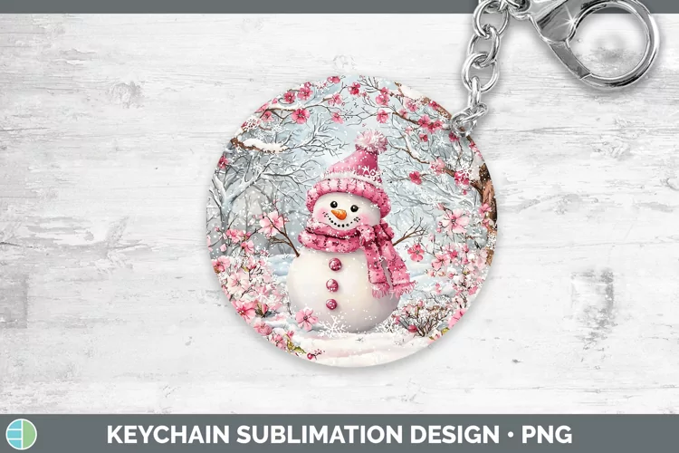 Watercolor Snowman Keychain Sublimation Keyring Designs