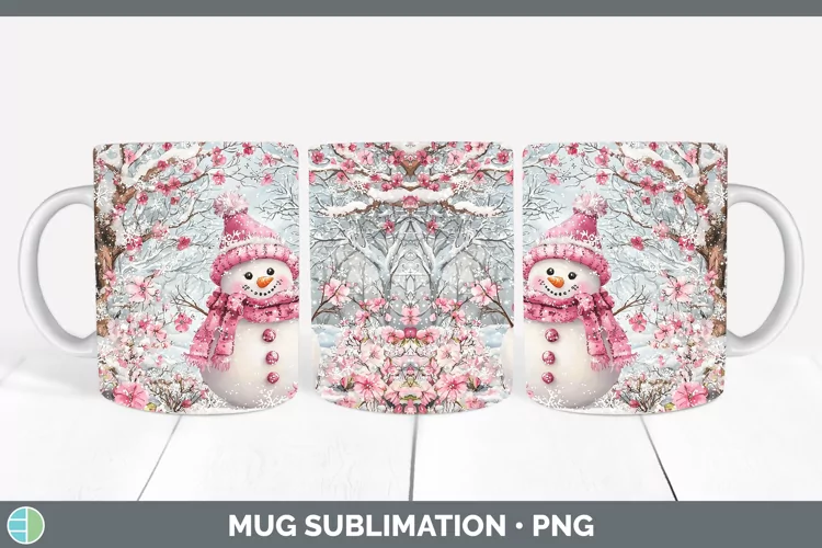 Watercolor Snowman Mug Wrap Sublimation Coffee Cup Designs