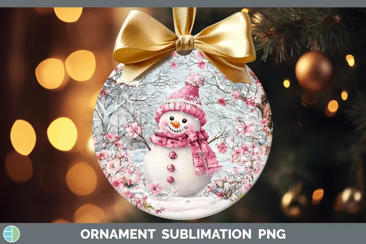 Watercolor Snowman Ornament Sublimation Bauble Designs