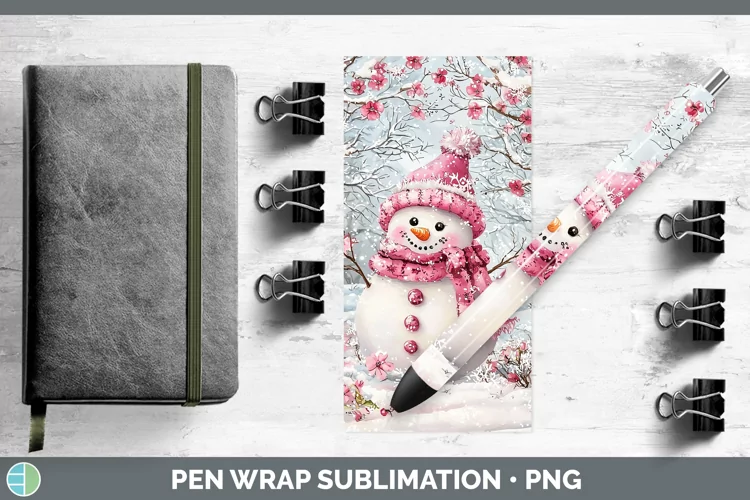 Watercolor Snowman Pen Wrap Sublimation Pen Designs