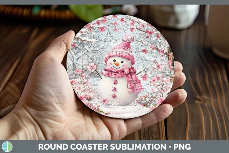 Watercolor Snowman Round Coaster Sublimation Coaster Designs
