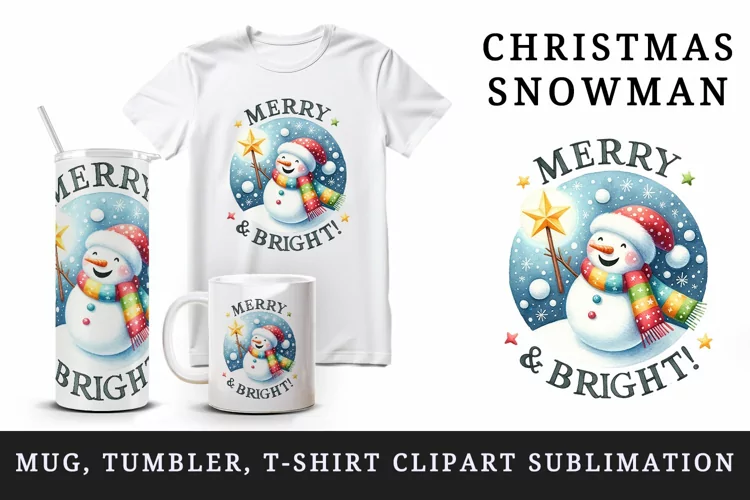 Christmas snowman tumbler, mug wrap, clipart sublimation png