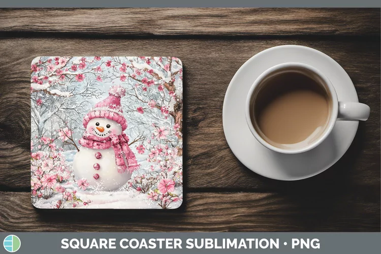 Watercolor Snowman Square Coaster Sublimation Coaster Design