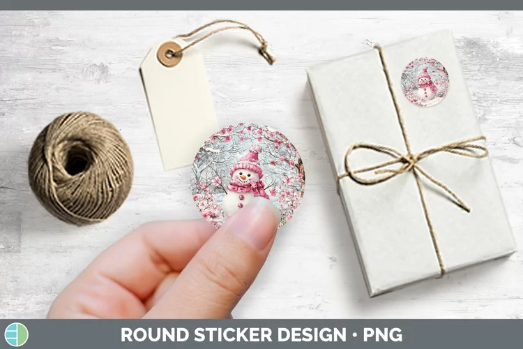 Watercolor Snowman Stickers | Round Labels Designs