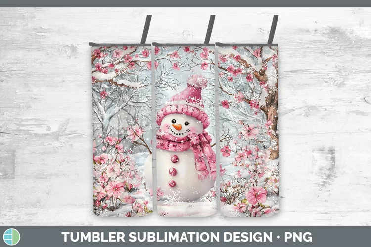 Watercolor Snowman Tumbler Sublimation 20 oz Skinny Tumbler