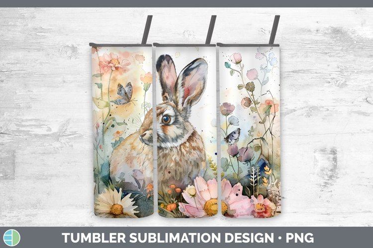 Watercolor Snowshoe Hare Tumbler Sublimation 20 oz Skinny Tu