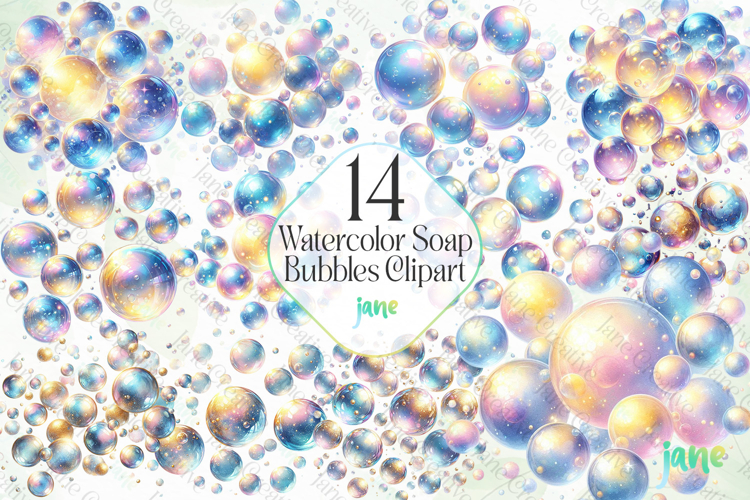 Watercolor Soap Bubbles Clipart