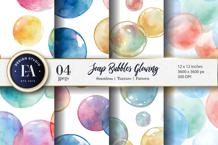 Watercolor Soap Bubbles Glowing Seamless Digital Paper