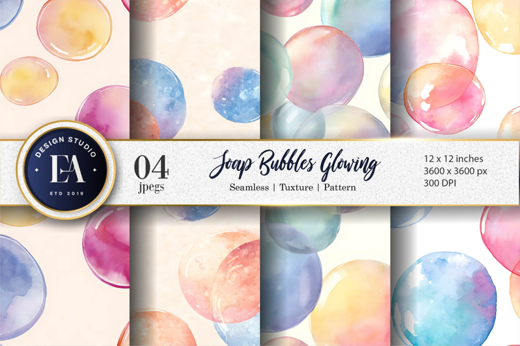 Watercolor Soap Bubbles Glowing Seamless Digital Paper