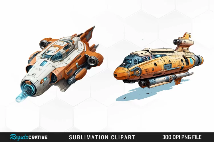 Watercolor Spaceship Fun Clipart