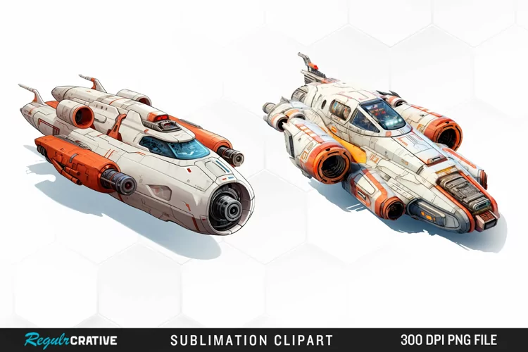 Watercolor Spaceship Graphic Clipart