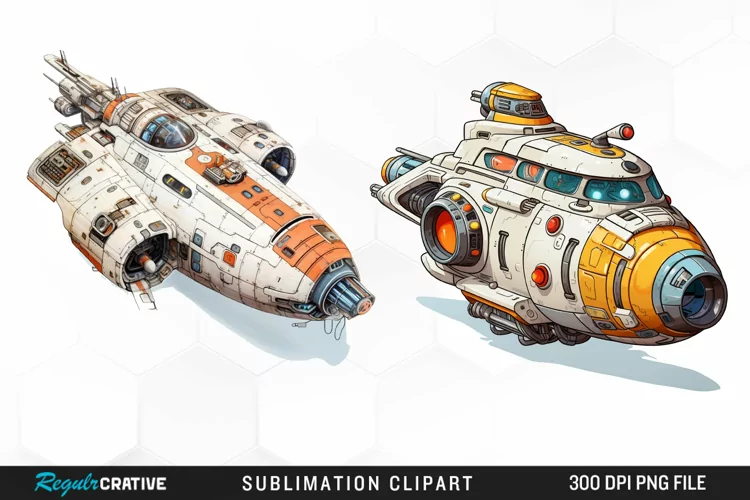 Watercolor Spaceship Clipart