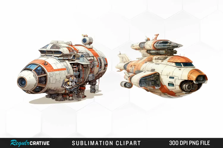 Watercolor Spaceship Image Clipart