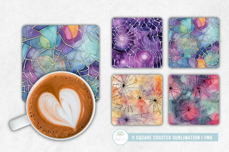 Halloween Spiderweb Square Coaster Sublimation