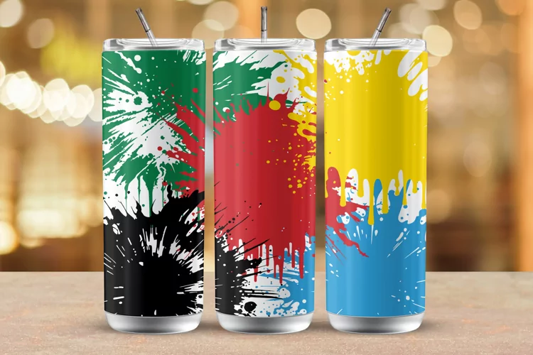 Watercolor Splash 20 Oz Tumbler Wrap Sublimation Design