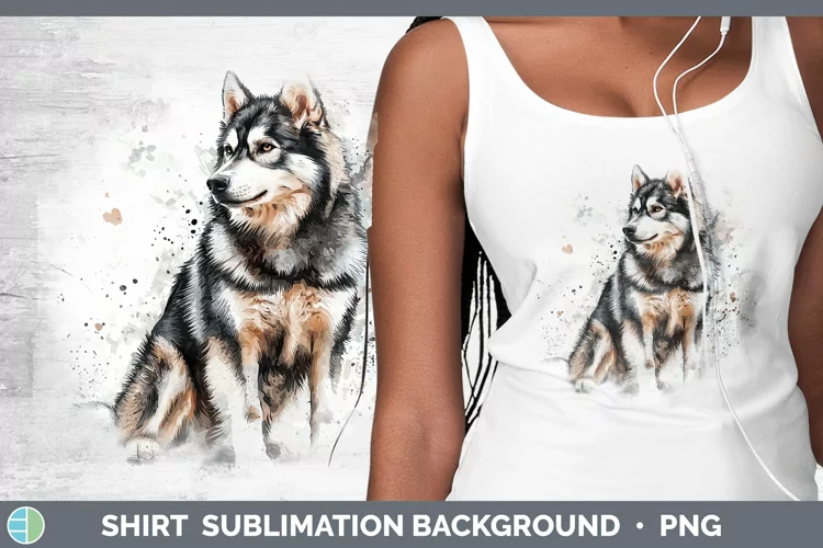 Watercolor Splash Alaskan Malamute Shirt Sublimation Sublima