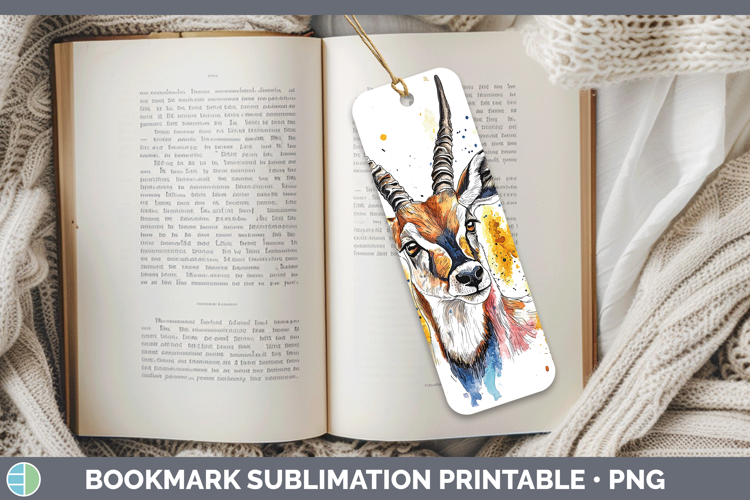 Watercolor Splash Antelope Bookmark Sublimation Printable De