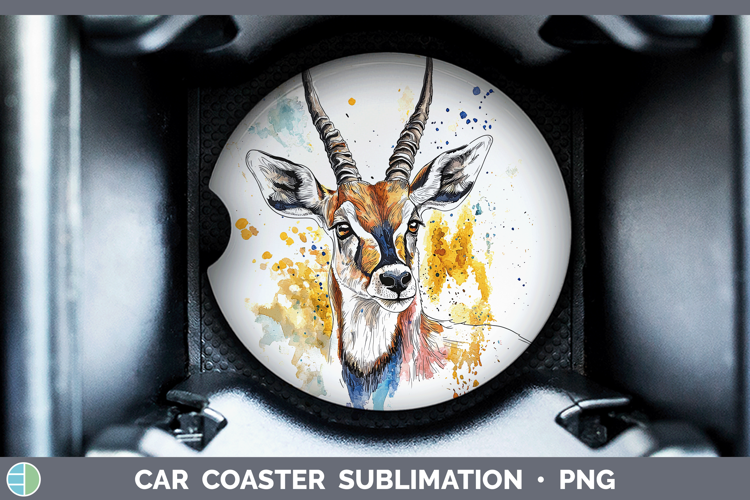 Watercolor Splash Antelope Car Coaster Sublimation Designs