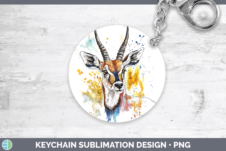 Watercolor Splash Antelope Keychain Sublimation Keyring Desi
