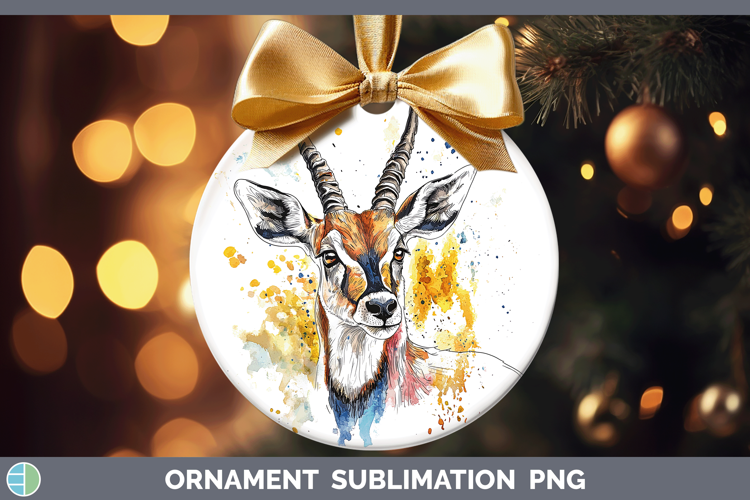 Watercolor Splash Antelope Ornament Sublimation Bauble Desig