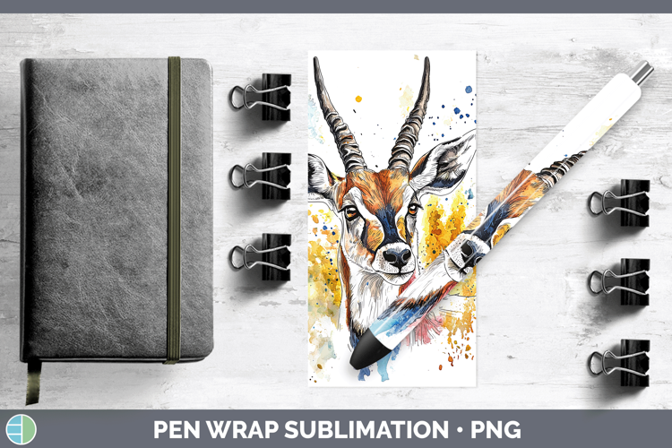 Watercolor Splash Antelope Pen Wrap Sublimation Pen Designs
