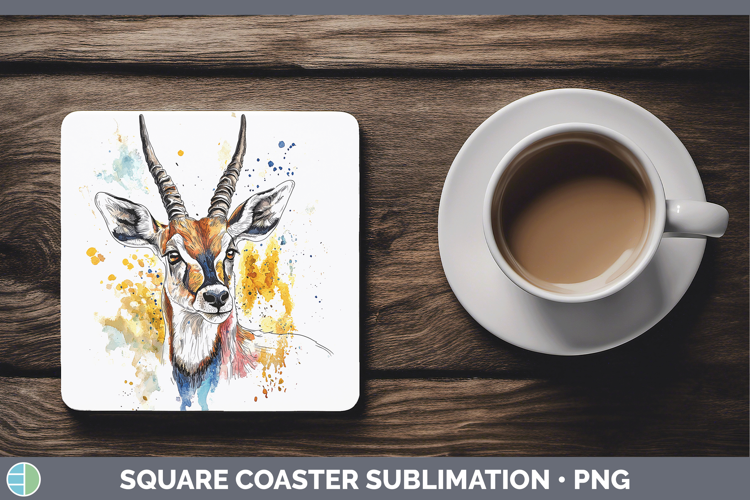 Watercolor Splash Antelope Square Coaster Sublimation Coaste