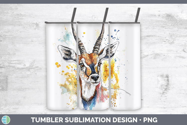 Watercolor Splash Antelope Tumbler Sublimation 20 oz Skinny