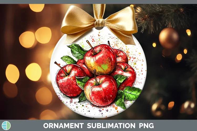 Watercolor Splash Apple Ornament Sublimation Bauble Designs