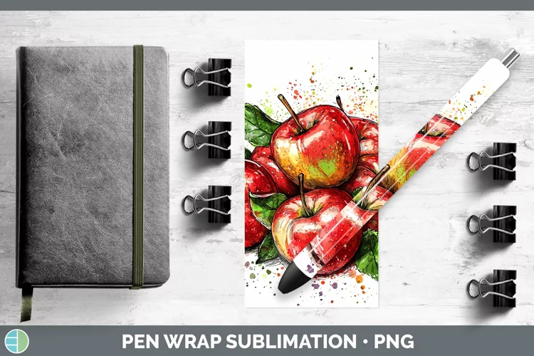 Watercolor Splash Apple Pen Wrap Sublimation Pen Designs