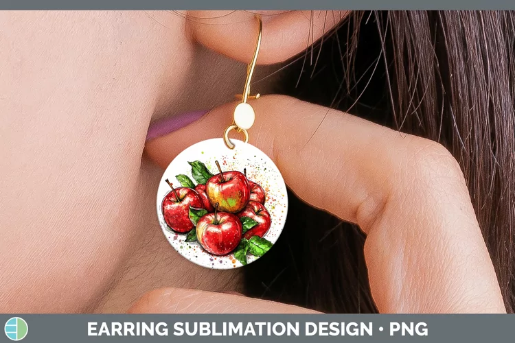 Watercolor Splash Apple Round Earrings Sublimation Earrings