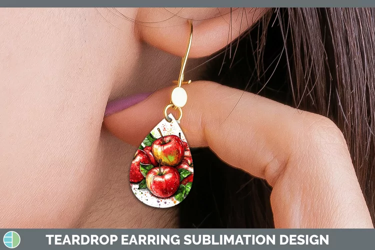 Watercolor Splash Apple Teardrop Earrings Sublimation Earrin