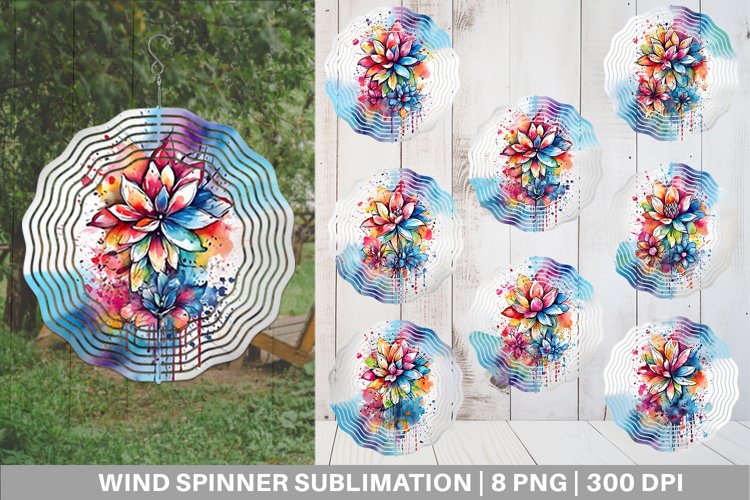 Wind Spinner Splash Art Flower | Sublimation Spinner Design