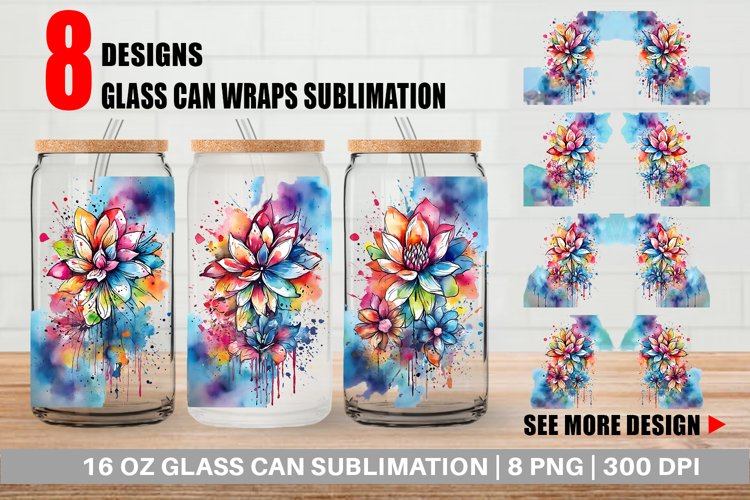 Splash Art Flower Glass Can Wraps