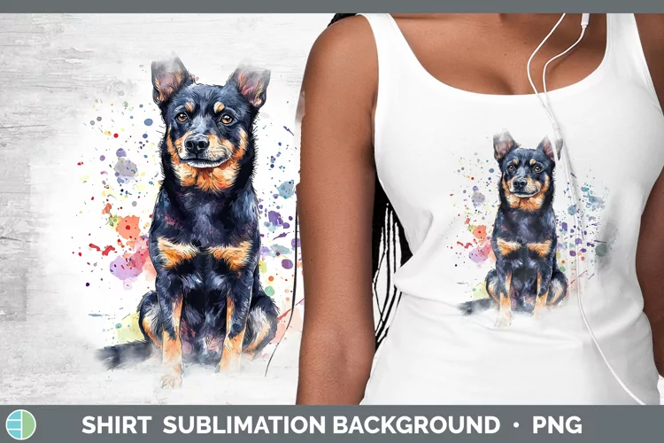 Watercolor Splash Australian Kelpie Shirt Sublimation Sublim