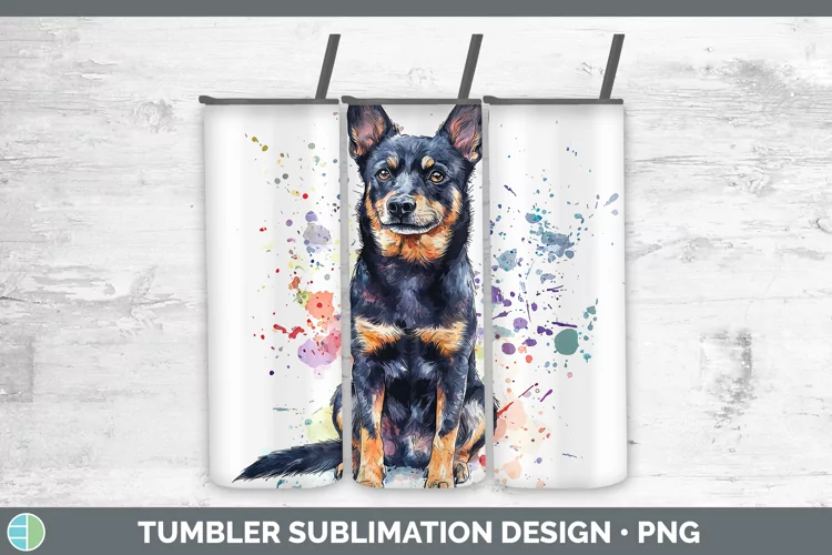 Watercolor Splash Australian Kelpie Tumbler Sublimation 20 o